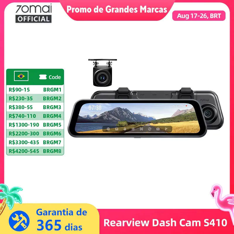 70mai Dash Cam S410 - Câmera Frontal e Traseira 1944P