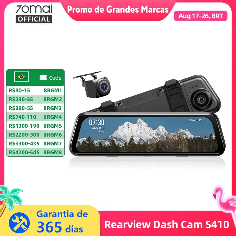 70mai Espelho Retrovisor Câmera Dual 9.35 Polegadas