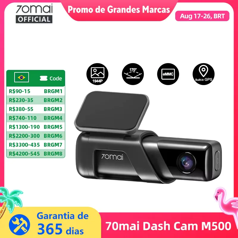 70mai M500 Câmera Veicular 1944P com GPS e ADAS