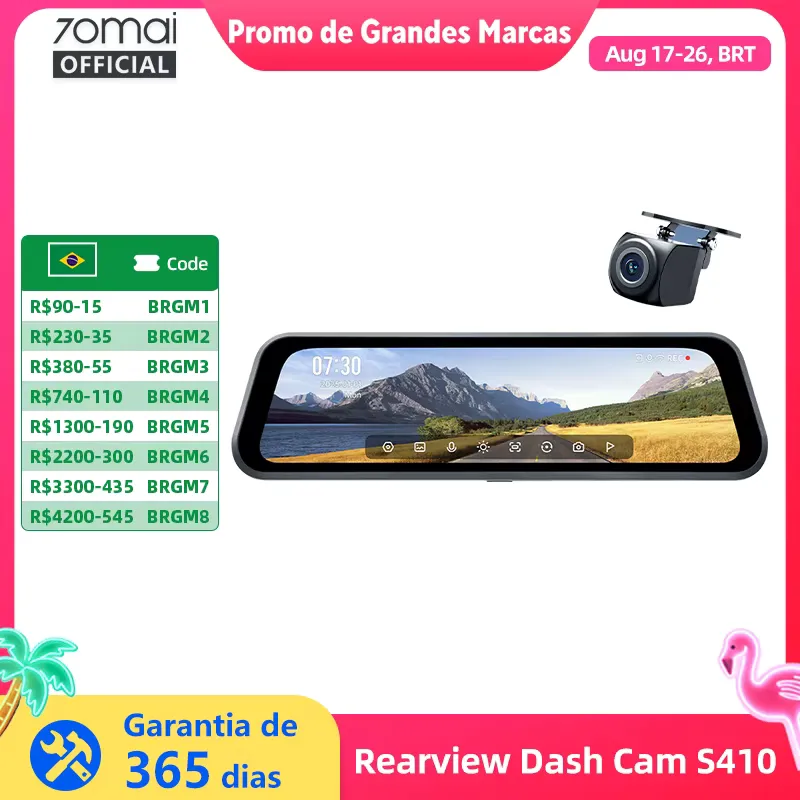 70mai S410 Dashcam com Câmera Traseira e Tela 9.35"