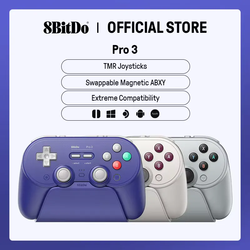 8bitdo Controlador sem fio Pro 3 para Switch, PC e Apple