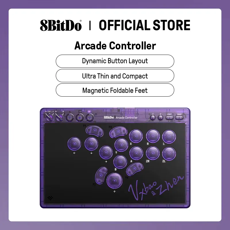 8bitdo Controle Arcade Sem Fio - All-Button para Switch e PC