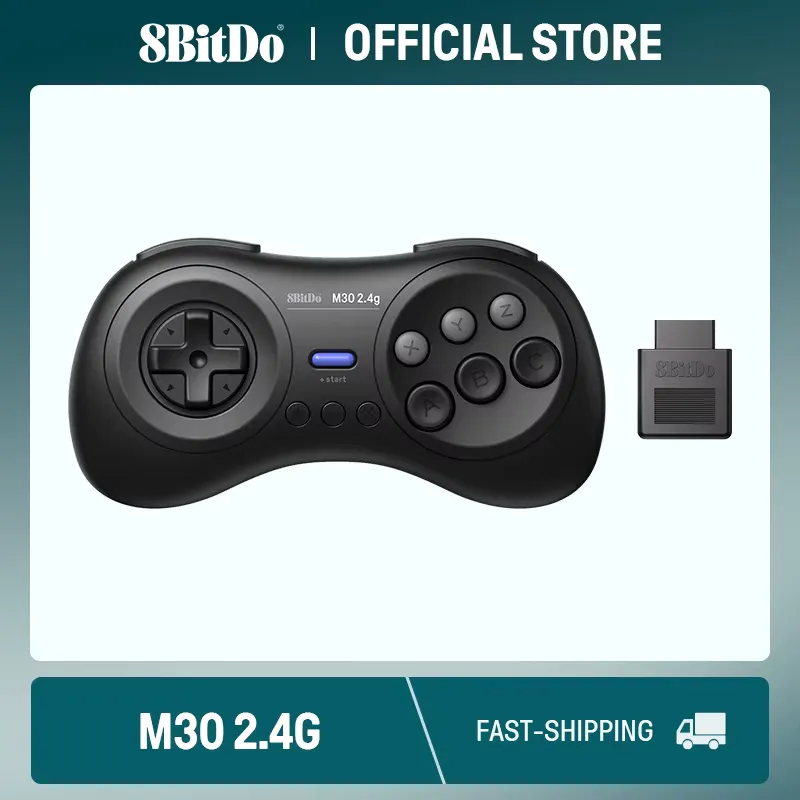8bitdo Gamepad Sem Fio M30 2.4GHz para Sega Genesis e Mega Drive