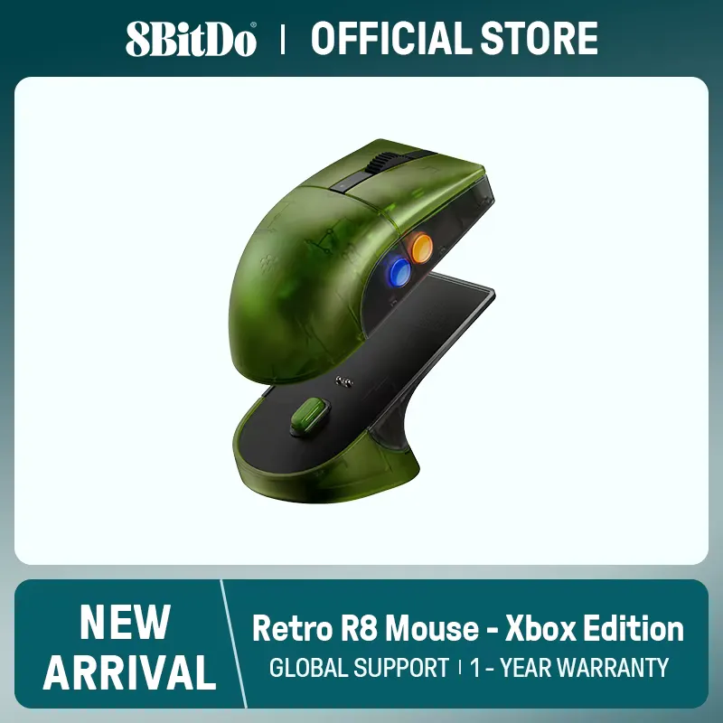 8bitdo Mouse Retro R8 Xbox Edition com Sensor Óptico 26K DPI