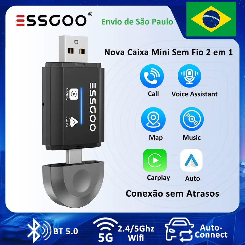 ESSGOO Adaptador CarPlay Android Auto Wireless