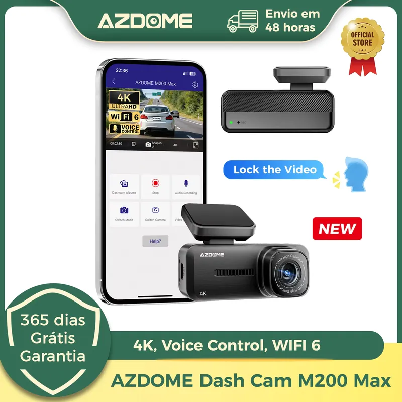 AZDOME M200 Max - Câmera Veicular 4K Wi-Fi 6