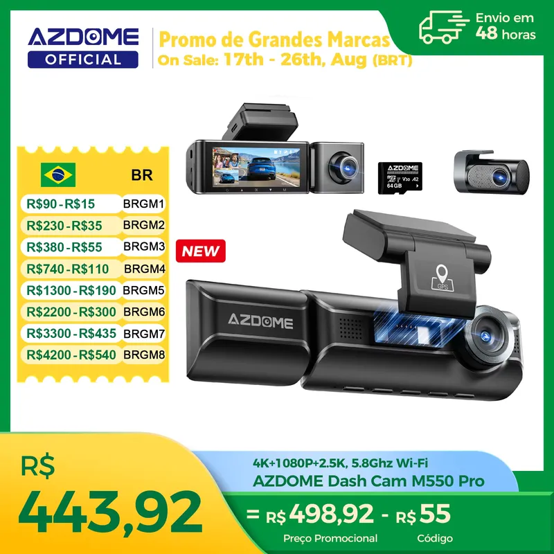 AZDOME M550 Pro - Câmera Veicular 4K 3 em 1