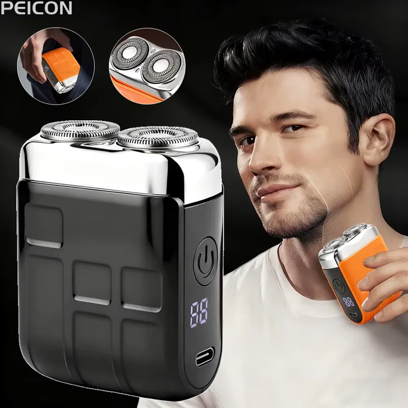 Barbeador elétrico mini portátil – lâmina dupla recarregável