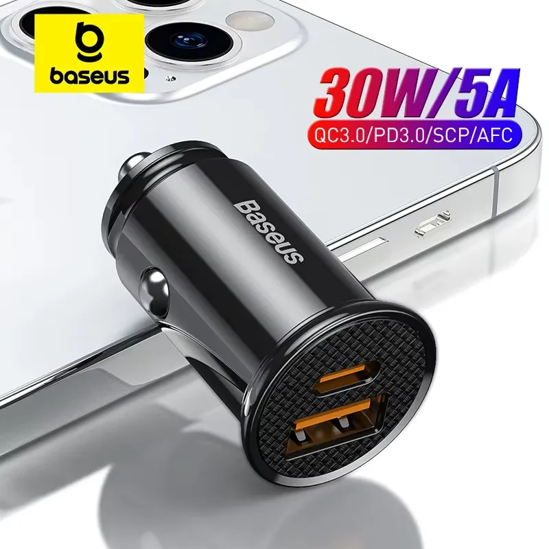 Baseus Carregador Veicular USB 30W Carregamento Rápido