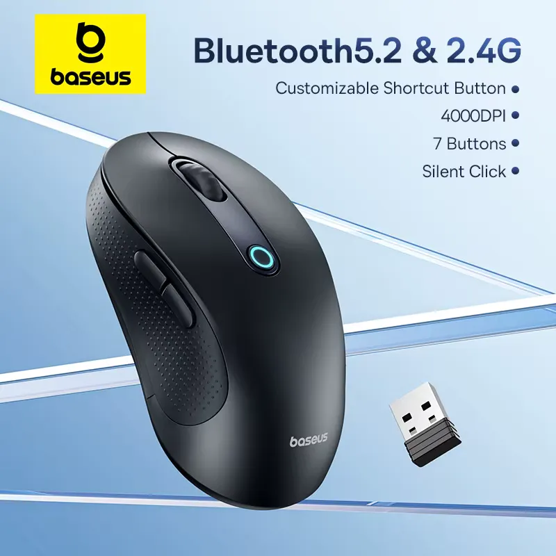 Baseus Mouse Bluetooth 5.2 Sem Fio Ergonômico 4000 DPI