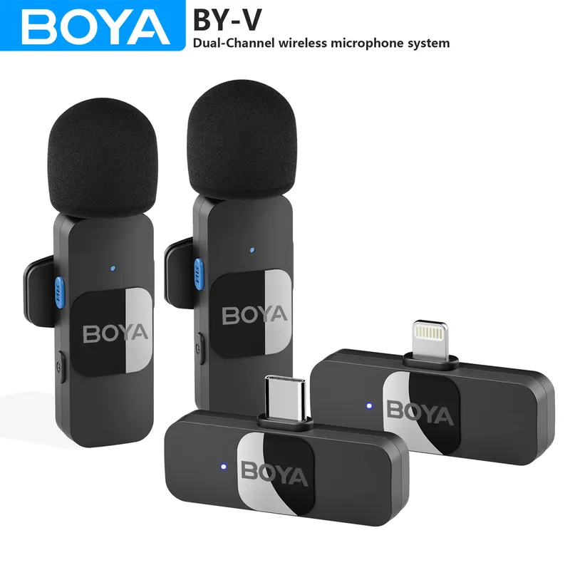 BOYA Microfone de Lapela Sem Fio Lavalier para iPhone e Android