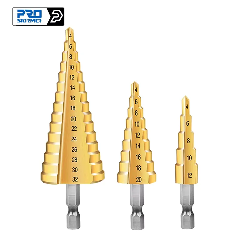 PROSTORMER Broca Escalonada HSS Titânio 4-32mm 3 Peças