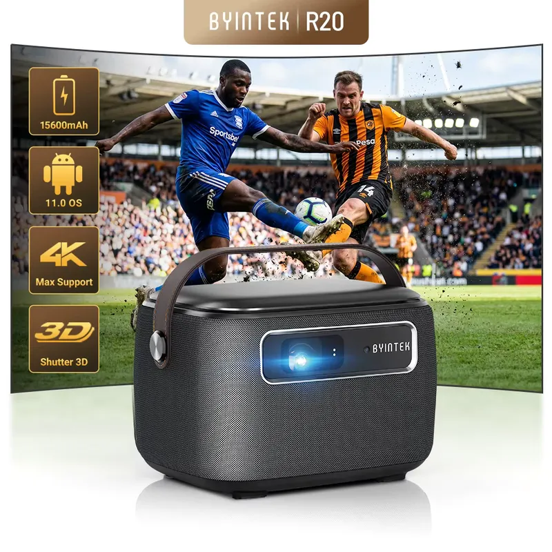 Byintek R20 Projetor Inteligente 1080P 4K com Bateria