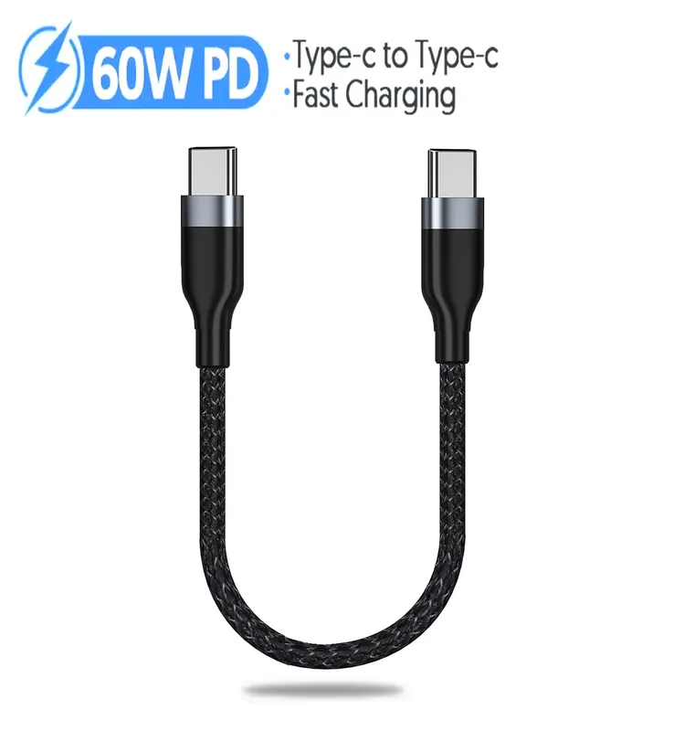 Genérico Cabo PD 60W Tipo C 0.25m - Carregamento Rápido