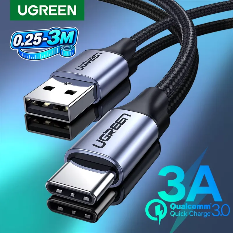 Ugreen Cabo USB-C 3A - Carregamento Rápido e Dados