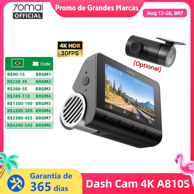 70mai A810S Câmera Veicular 4K HDR GPS ADAS