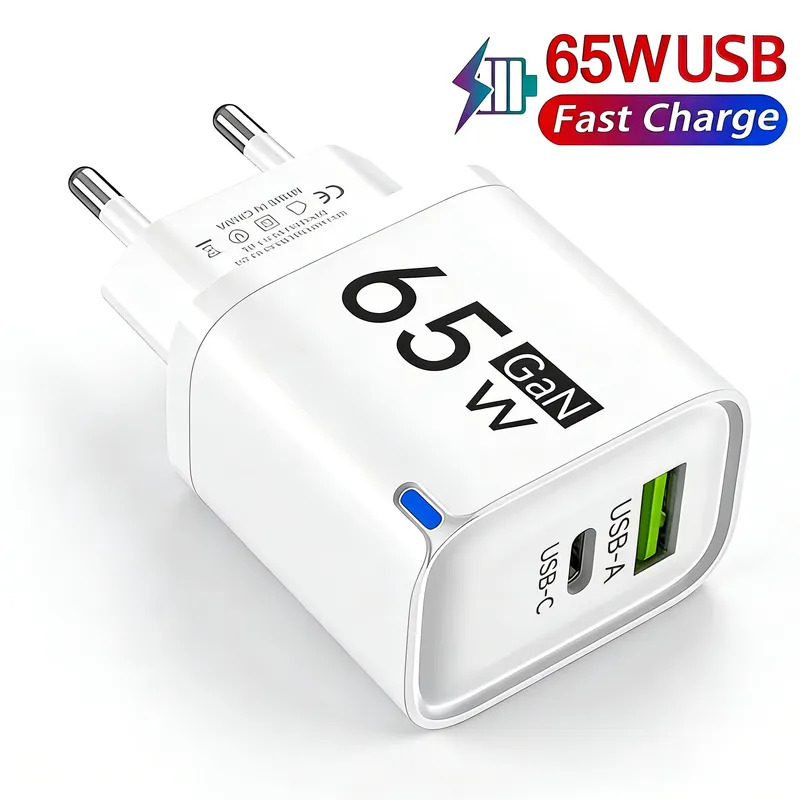 Carregador 65W GaN Multiportas – Quick Charge QC3.0