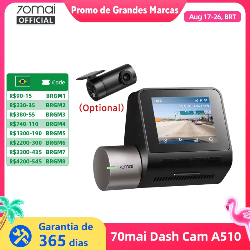 70mai A510 Dashcam 1944P HDR GPS ADAS 4G - Câmera Veicular