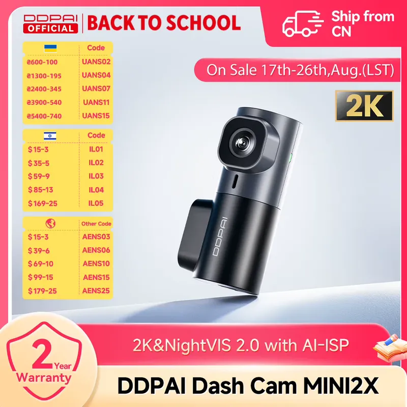 DDPAI 2K MINI2X NightVIS - Câmera Veicular com ADAS