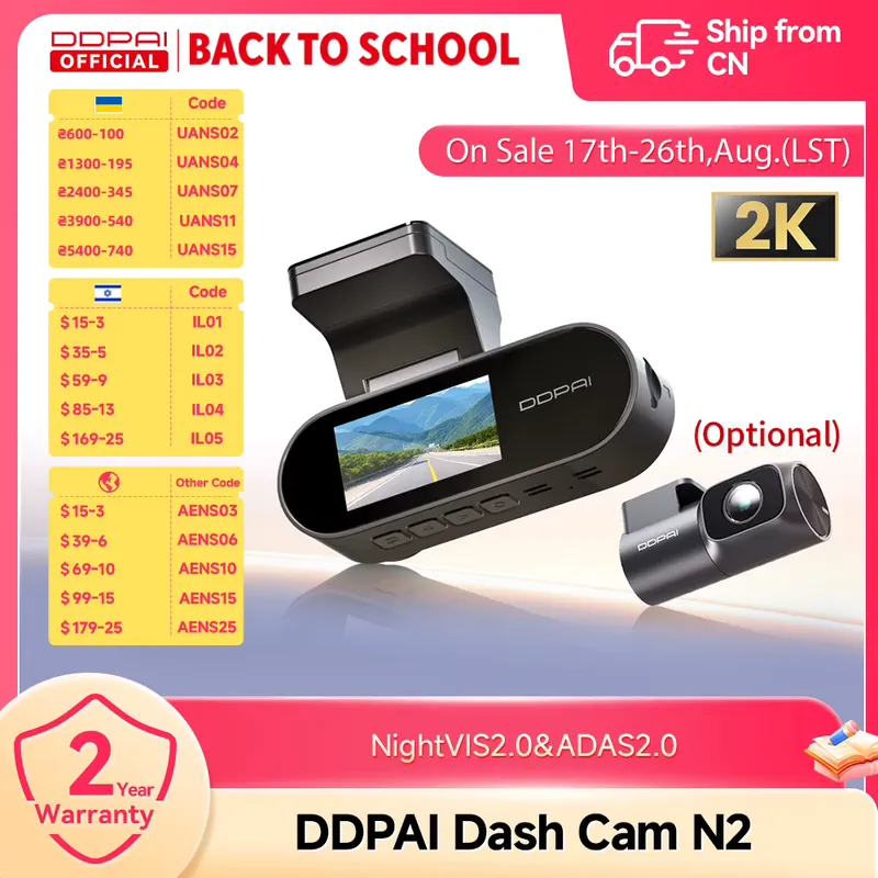 DDPAI Câmera Veicular 2K N2 Dual Visão Noturna