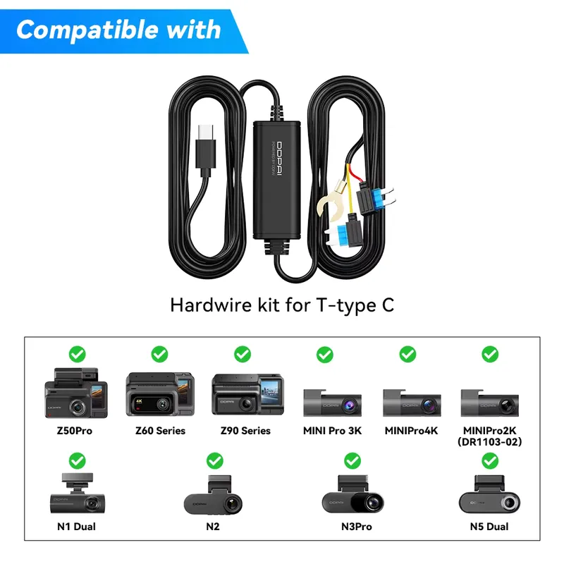 ddpai Kit de Fiação para Monitoramento de Estacionamento 24h