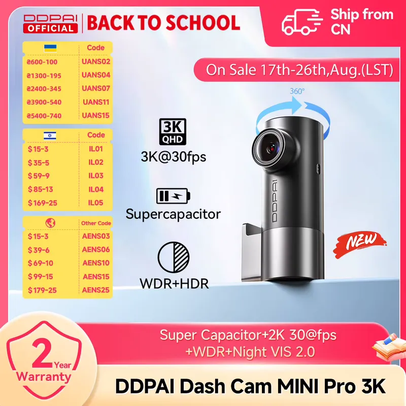 DDPAI MINIPro 3K - Câmera Veicular com Visão Noturna