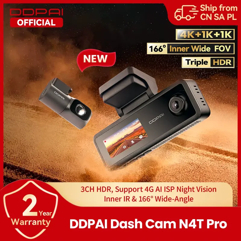 DDPAI N4T Pro Câmera Veicular 3 Canais 4K