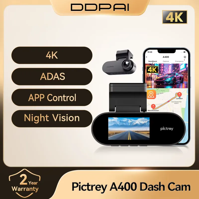 ddpai Pictrey A400 Dashcam 4K com Wi‑Fi, tela 1.9″ IPS e ADAS