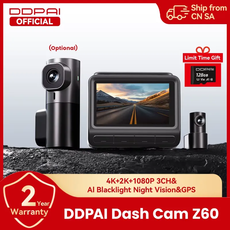 DDPAI Z60 Câmera Dupla 4K para Carro com GPS e ADAS