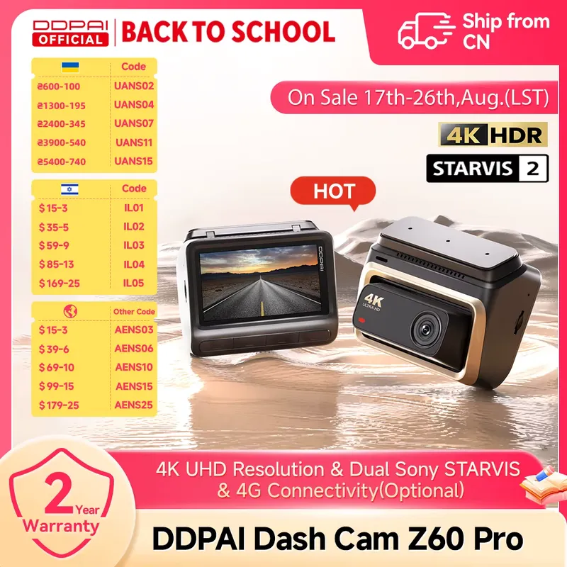 DDPAI Z60 Pro 4K - Câmera DVR Veicular com GPS e WiFi