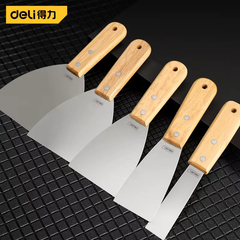 Deli Kit Espátula e Raspador com Cabo de Madeira - 2 Peças