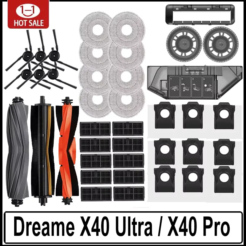 Dreame Peças de Reposição para Robô Vácuo X40 Ultra/Pro/L40 Ultra – Escovas, Filtros e Mais
