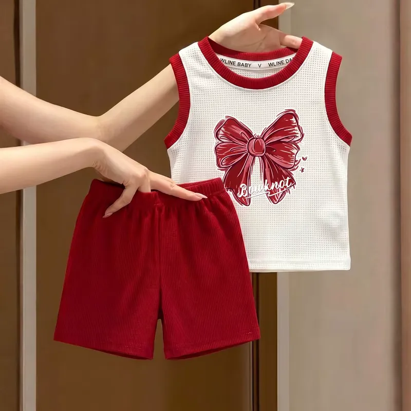 Eachine Conjunto Verão 2026 para Meninas – Colete, Shorts e Laço