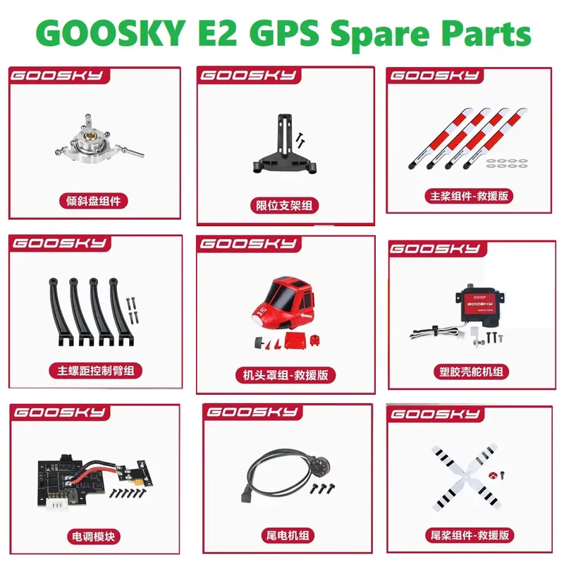 Eachine Peças de Reposição para Helicóptero RC Goosky E2 GPS