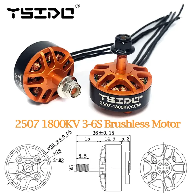 Eachine Ysido 2507 1800kv Motor Brushless 5" 3-6S para Drone FPV