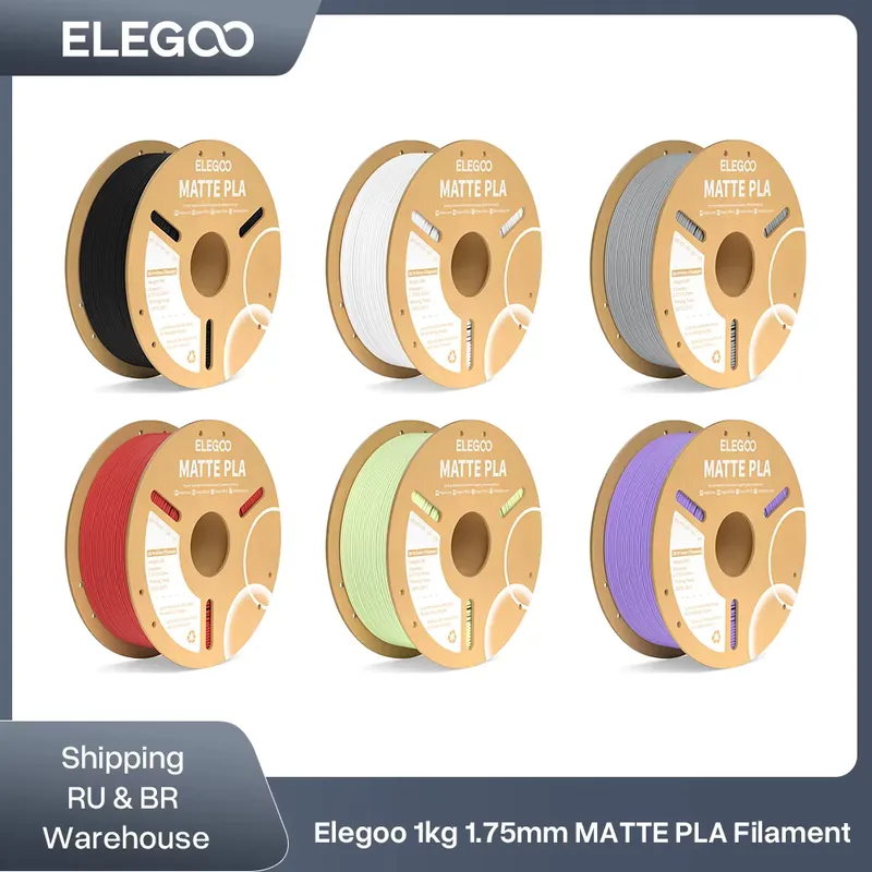 ELEGOO Filamento Matte PLA 1.75mm 1kg – Precisão +/-0.02mm