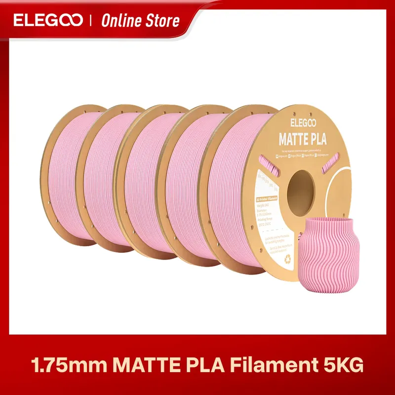 ELEGOO Filamento Matte PLA 1kg Impressora 3D, precisão +/-0,02mm