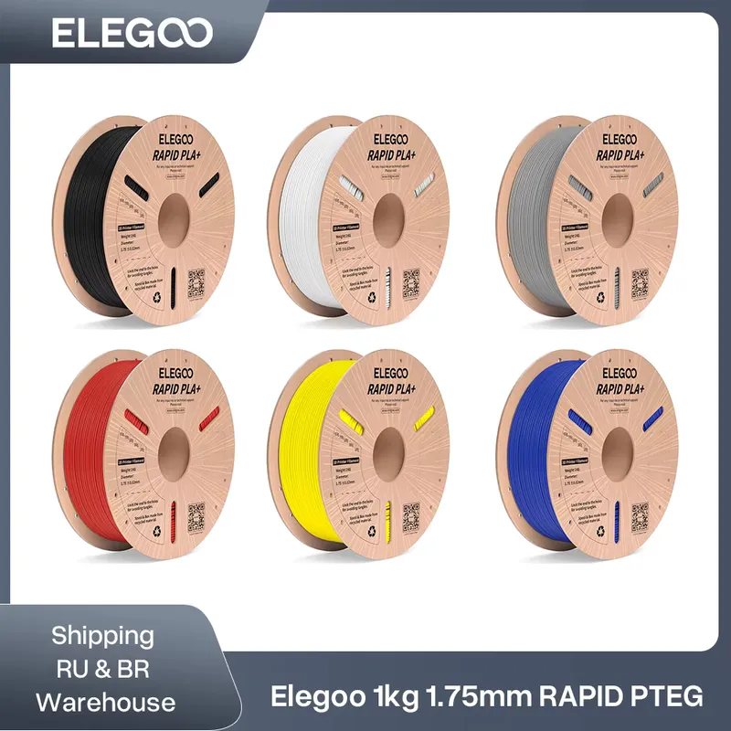 ELEGOO Filamento PETG Preto 1kg - Alta Velocidade 30-600mm/s