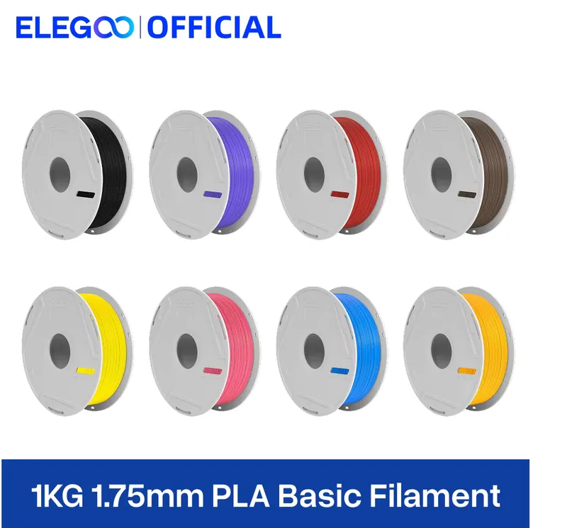 ELEGOO Filamento PLA 1.75mm Preto 1kg – Básico para Impressora 3D