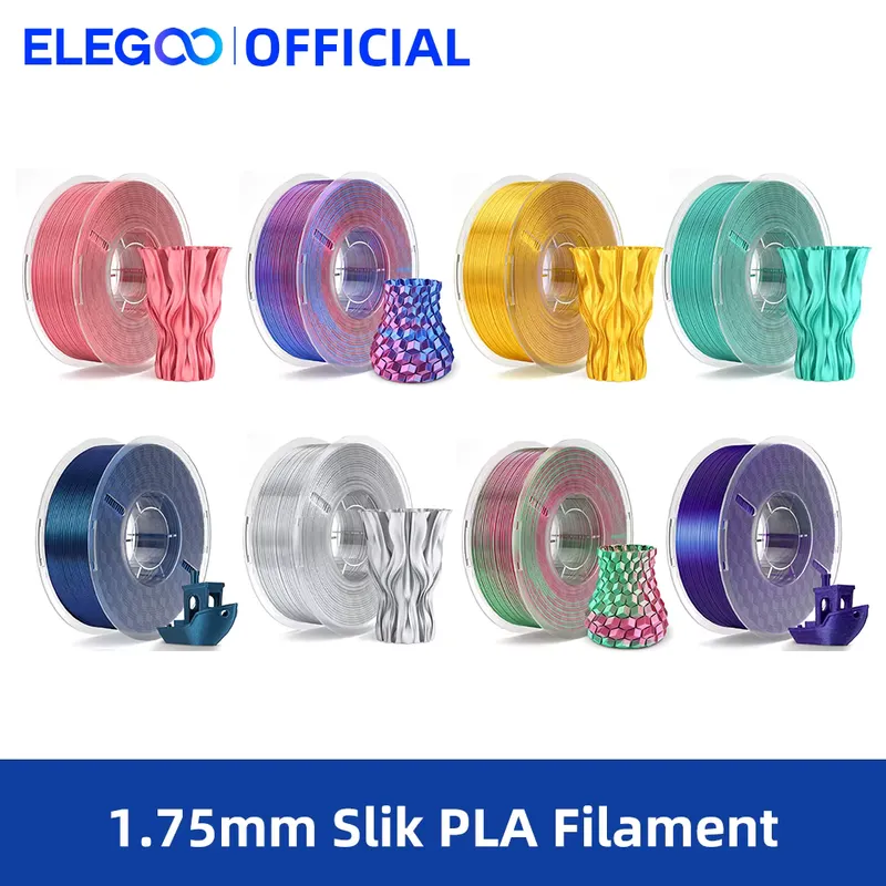 ELEGOO Filamento Silk PLA 1.75mm 1kg - Dourado/Prateado