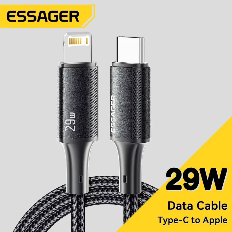 Essager Cabo Tipo C 29W para iPhone, iPad e MacBook – R$ 11,59