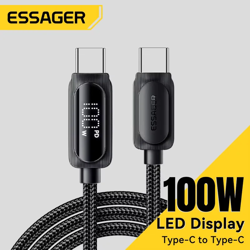Essager Cabo USB-C 100W 5A - Carregamento Rápido