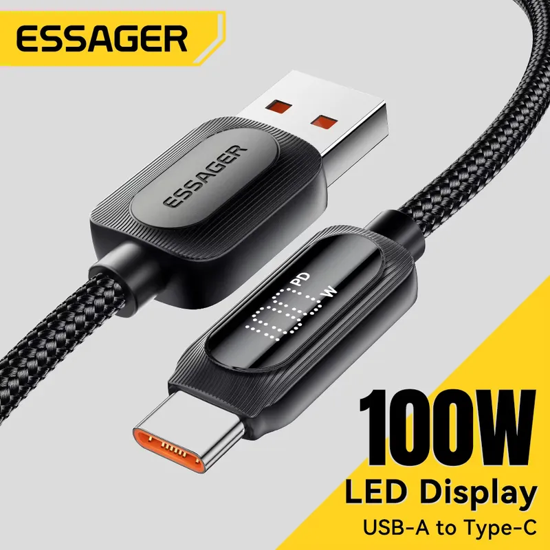 Essager Cabo USB-C 100W 7A – Carregamento Rápido