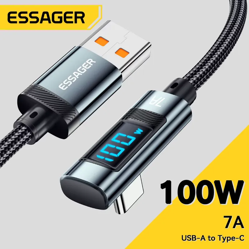 Essager Cabo USB-C dobrável de 1m – carga rápida e dados