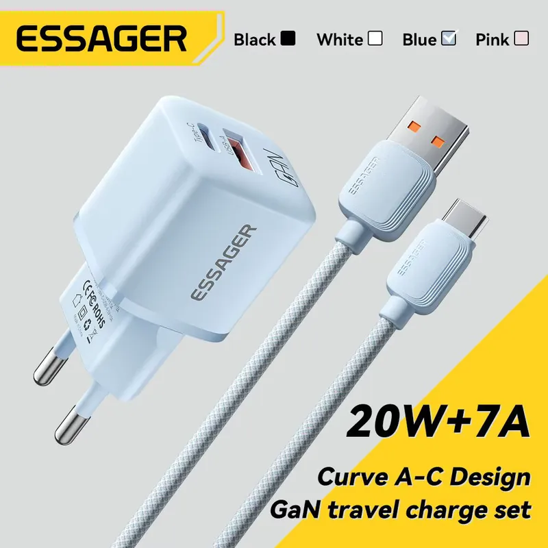 Essager Carregador USB-C GaN 20W PD/QC3.0 – iPhone e iPad