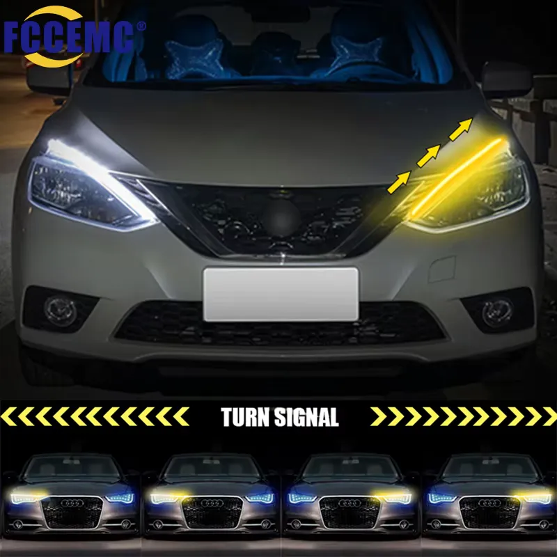 Fccemc Farol LED DRL 12V Luz Diurna Amarela à Prova Dwaterproof