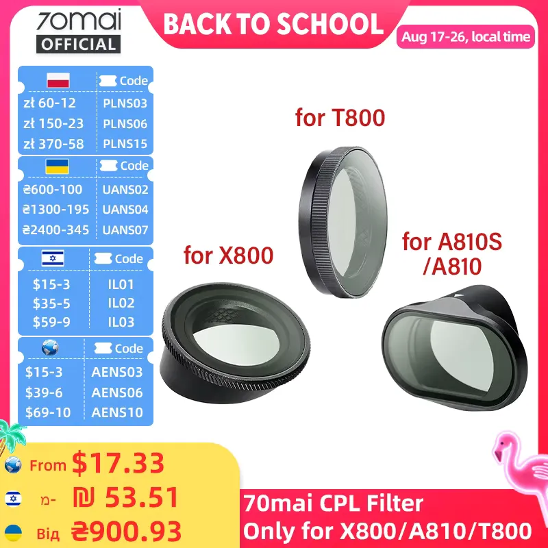 70mai Filtro CPL Original para Dashcam A900/T800/X800