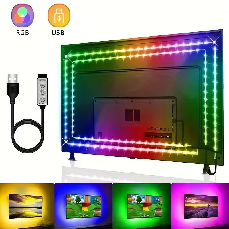Fita de Luz LED 5V RGB 5050 – Rolo com Controle 3 Teclas