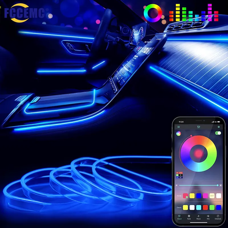 Fccemc Fita LED Neon RGB para Carro com App e Som