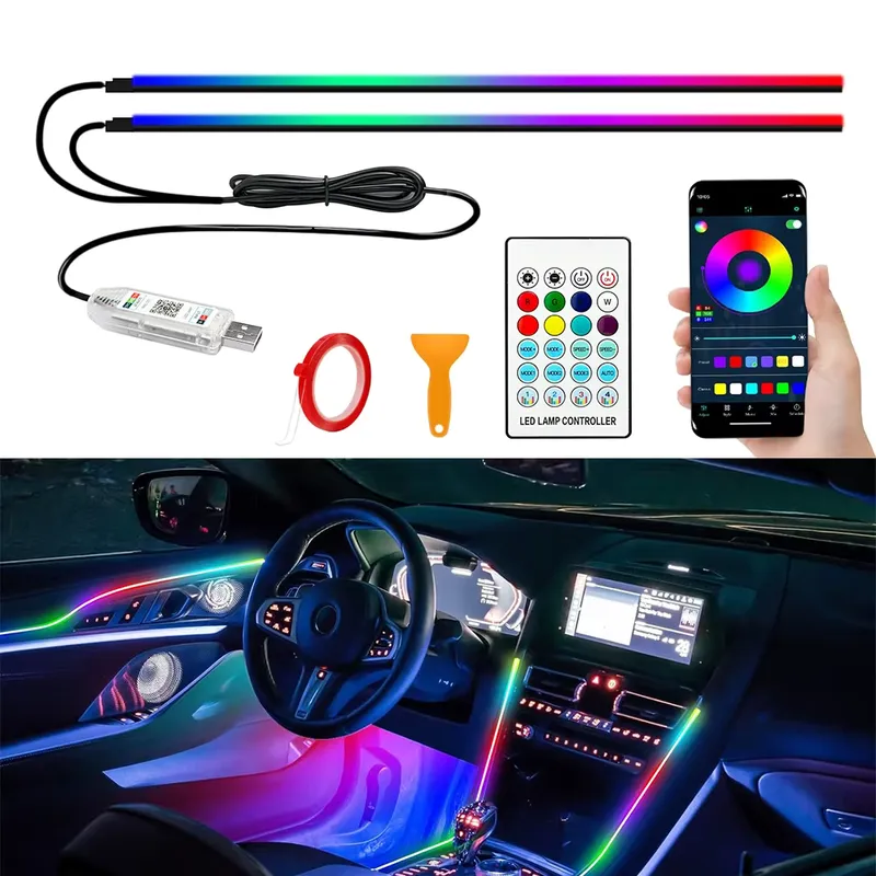KALADA Fita LED RGB 110cm Controle por App para Carro
